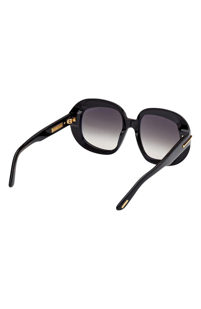 TOM FORD Icon 53mm Gradient Round Sunglasses, Alternate, color, Shiny Black / Grad Smoke