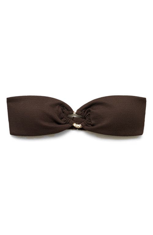 Mango Rib Bandeau Bikini Top In Brown