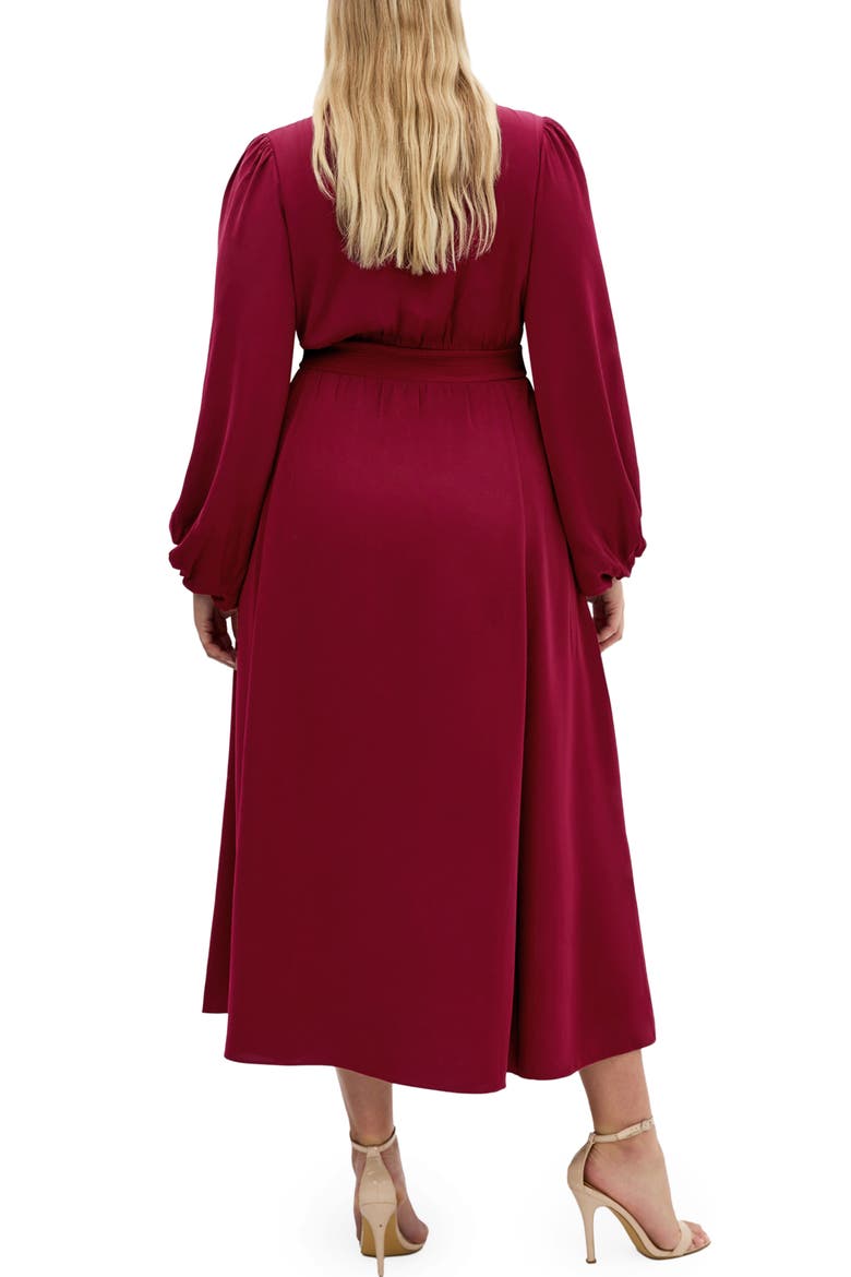 Ivanna Tie Neck Long Sleeve Maxi Dress, Alternate, color, DARK CHERRY