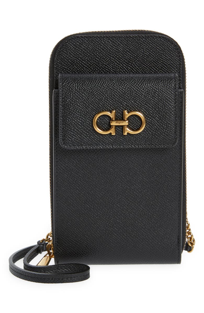 FERRAGAMO Gancini Leather Phone Crossbody Bag, Main, color, 