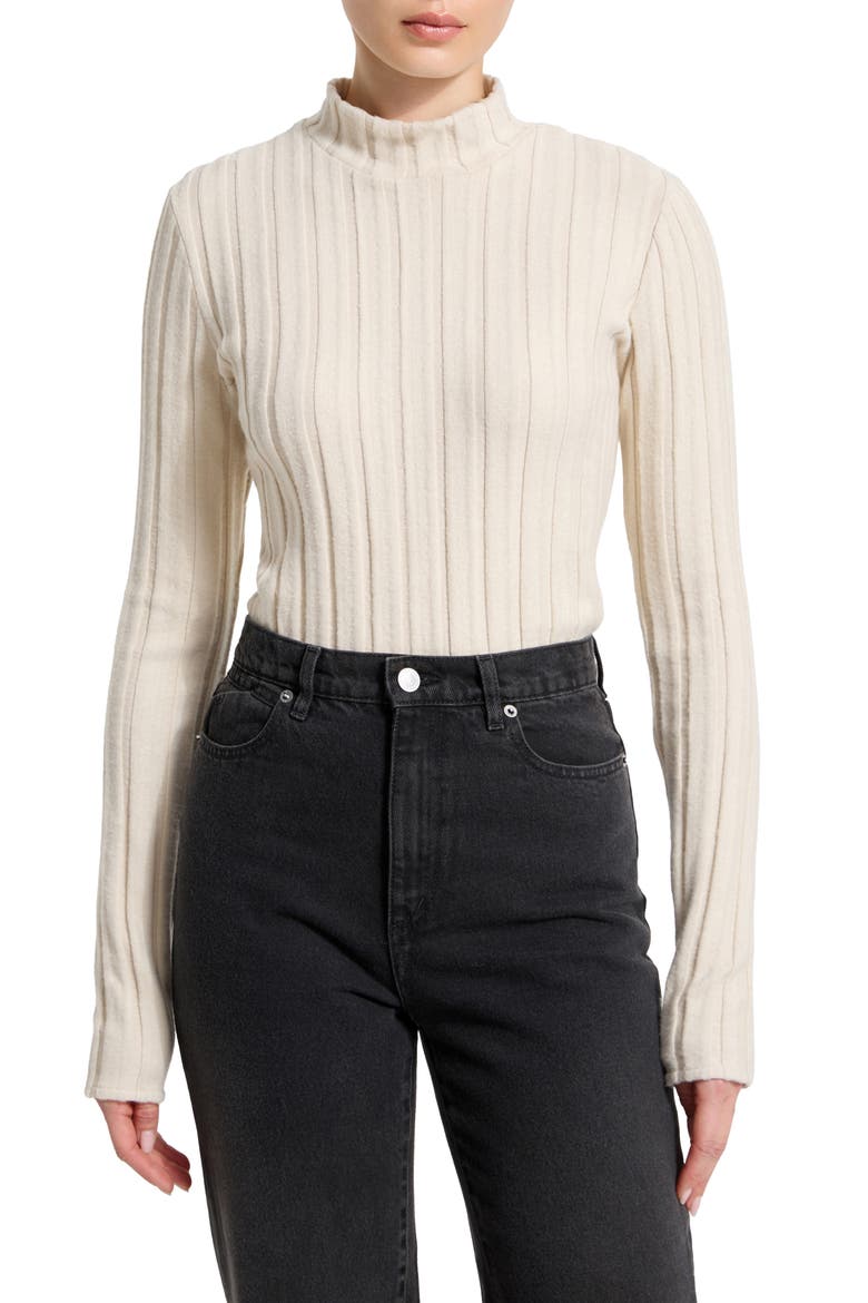 Samia Mock Neck Knit Top, Main, color, LIGHT BEIGE