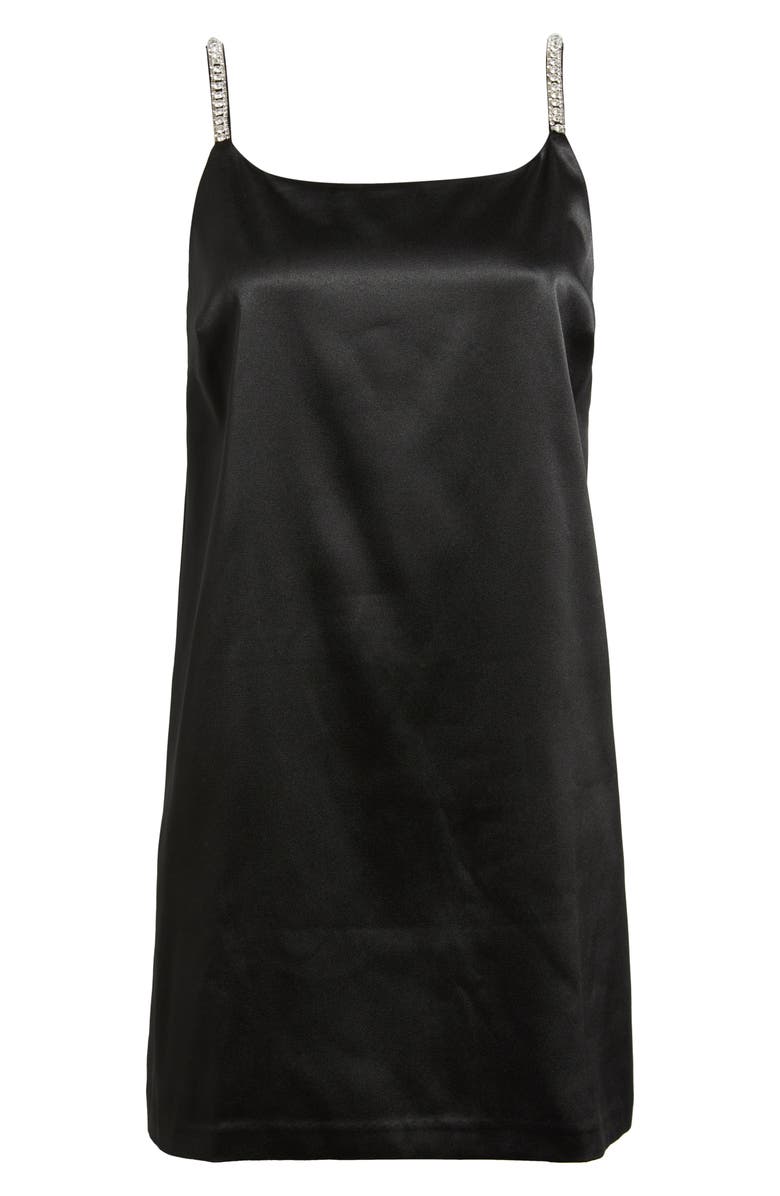 Open Edit Rhinestone Strap Satin Minidress, Alternate, color, Black