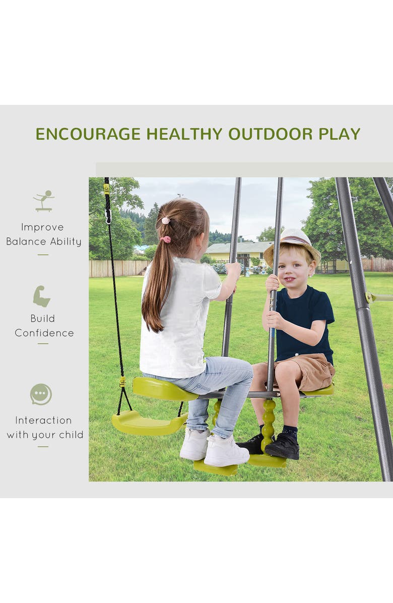 HOMCOM 3-in-1 Kid Backyard Swing Set with Swing Seat, Glider, Climbing Ladder, Alternate, color, 