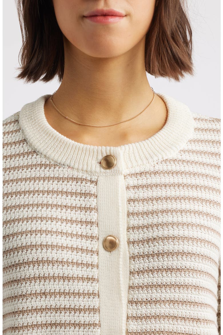 Piera Stripe Cardigan, Alternate, color, KHAKI/IVORY