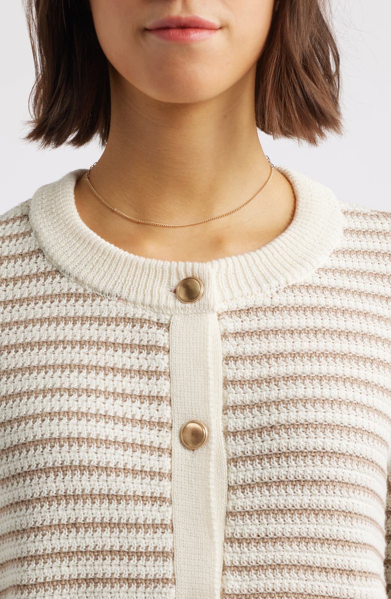 beachlunchlounge Piera Stripe Cardigan, Alternate, color, Khaki/Ivory