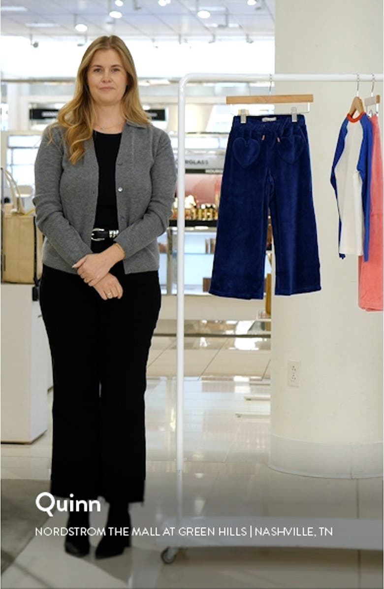 Kids' Heart Pocket Wide Leg Velour Joggers, sales video thumbnail