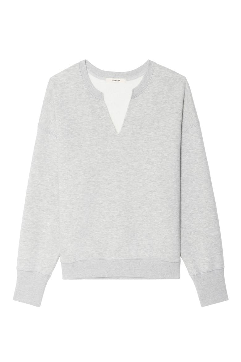 Olive Graphic Cotton Blend Sweatshirt, Alternate, color, GRIS CHINE CLAI