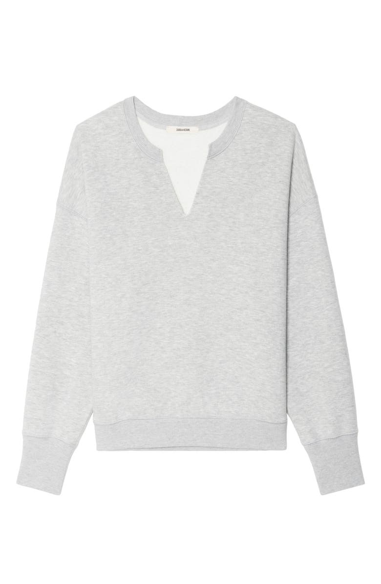 Zadig & Voltaire Olive Graphic Cotton Blend Sweatshirt, Alternate, color, Gris Chine Clai
