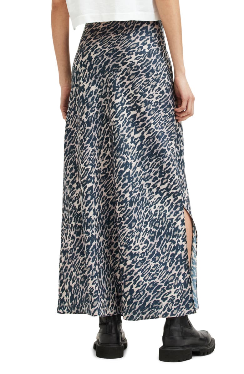 AllSaints Bryony Leopard Print Satin Maxi Skirt, Alternate, color,