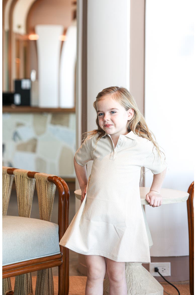 Kids' Cotton Blend Seersucker Shirtdress, Alternate, color, TAN