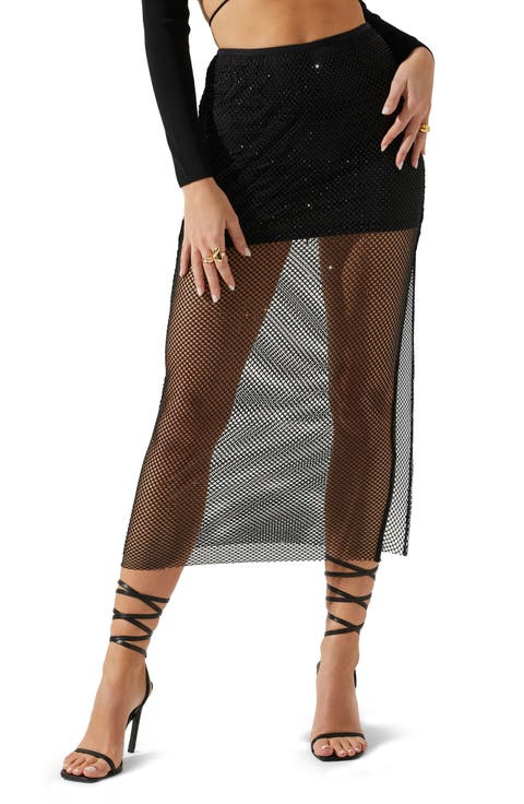 Mimi Sparkly Mesh Midi Skirt