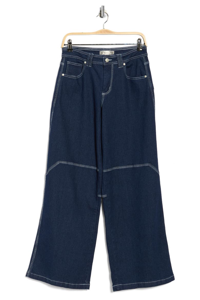 Utility Wide Leg Jeans, Alternate, color, DARK RINSE
