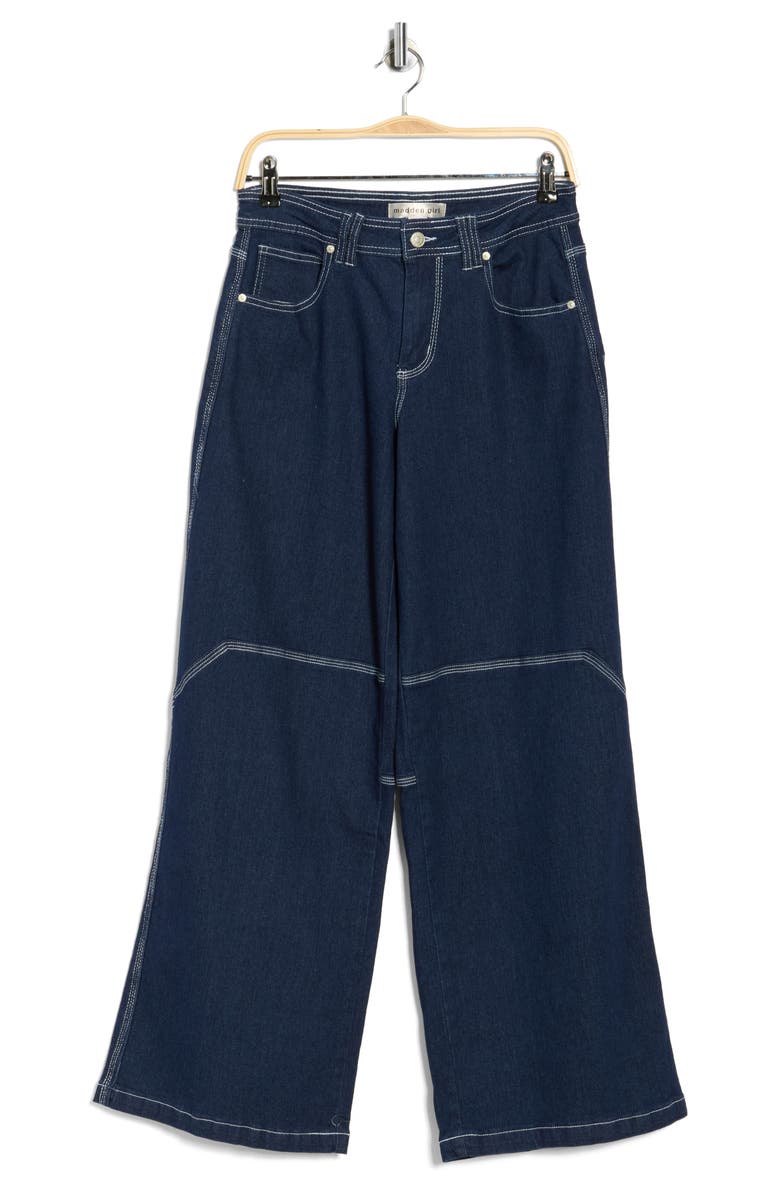 Madden Girl Utility Wide Leg Jeans, Main, color, Dark Rinse