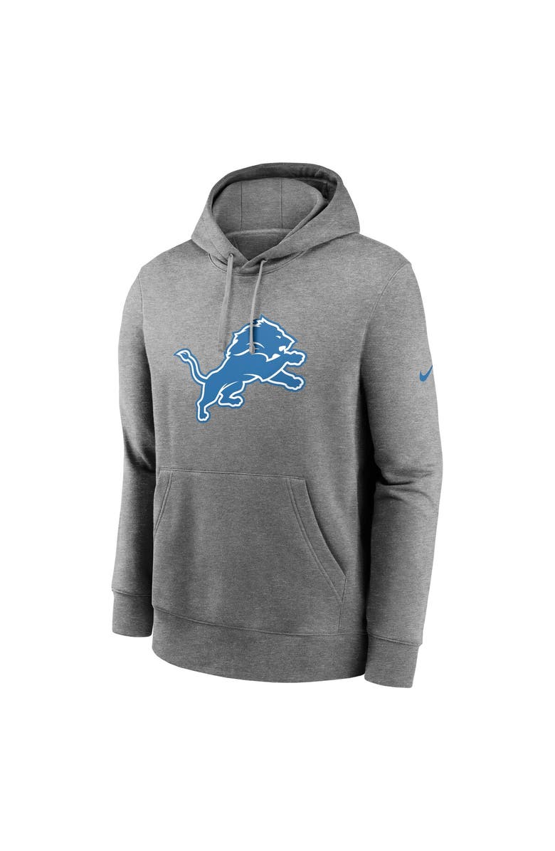 Nike Men's Nike Heather Gray Detroit Lions Club Logo Pullover Hoodie, Alternate, color, 