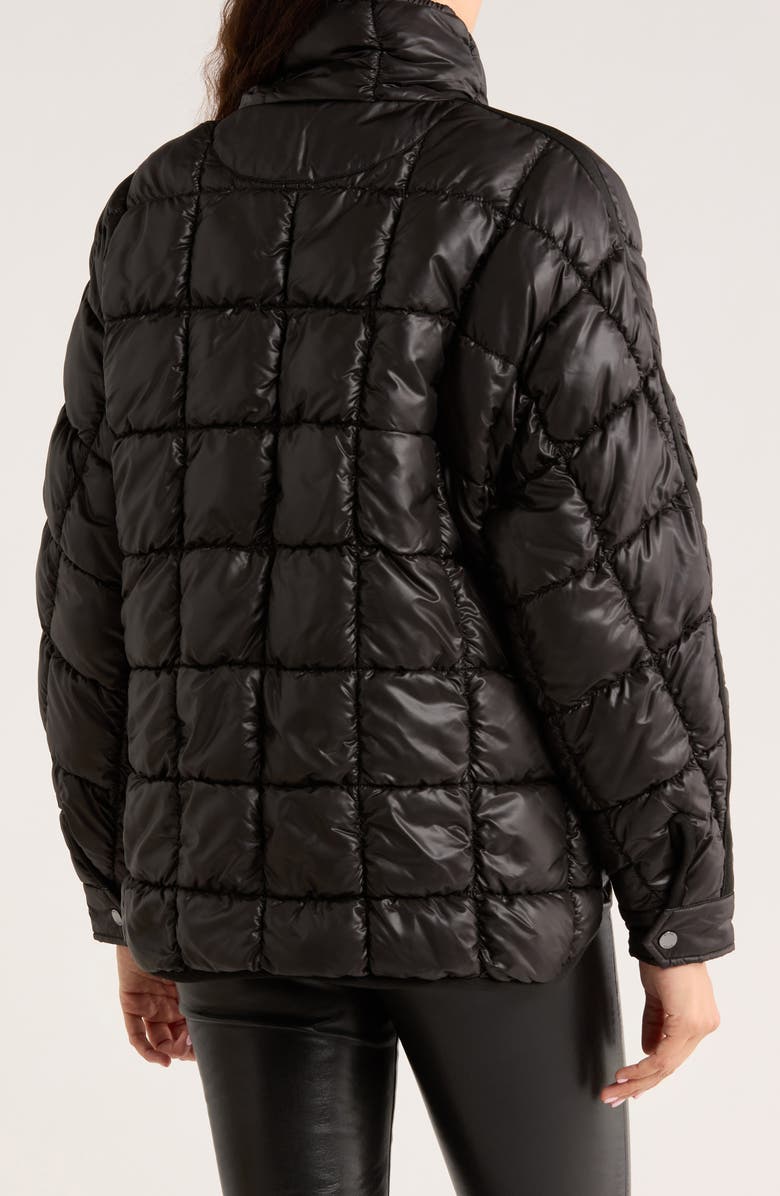 BCBGeneration Zip Quilted Short Puffer Jacket, Alternate, color, Black