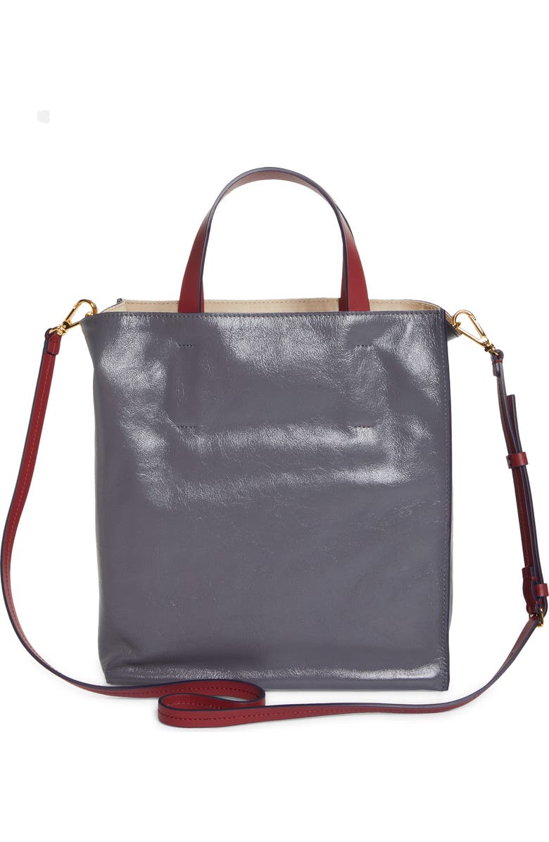 Marni Museo Small Colorblock Leather Tote, Alternate, color,