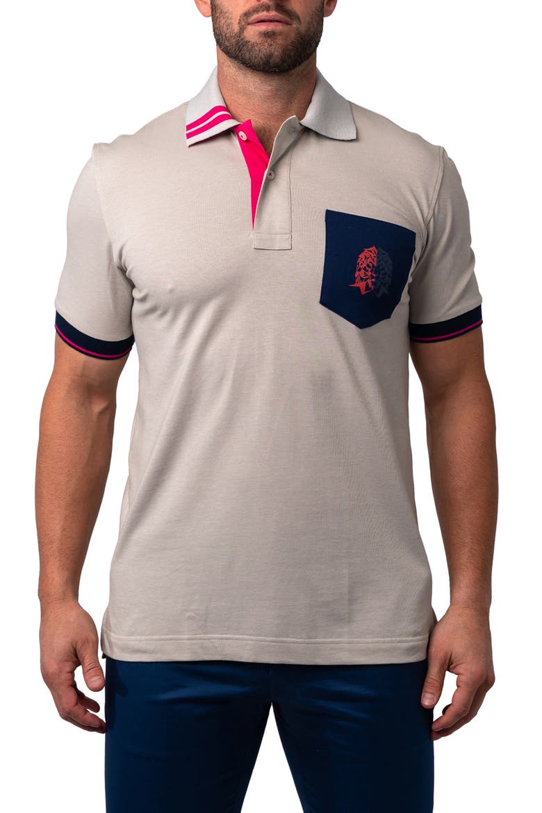 Mozartclasstip Button-Down Polo, Main, color, GREY