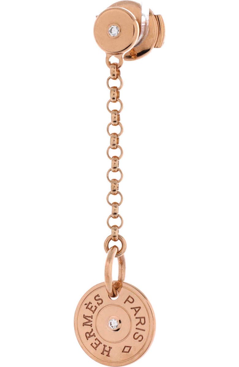 Pre-Owned Hermes Gambade Clou de Selle Earrings 18K Rose Gold with Diamonds, Alternate, color, Rose Gold