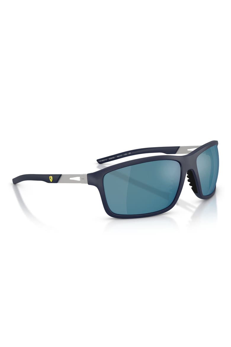 65mm Oversize Pillow Sunglasses, Alternate, color, DARK BLUE MATTE / MIRROR BLUE