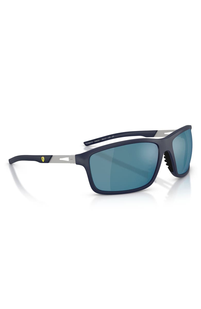 Scuderia Ferrari 65mm Oversize Pillow Sunglasses, Alternate, color, Dark Blue Matte / Mirror Blue