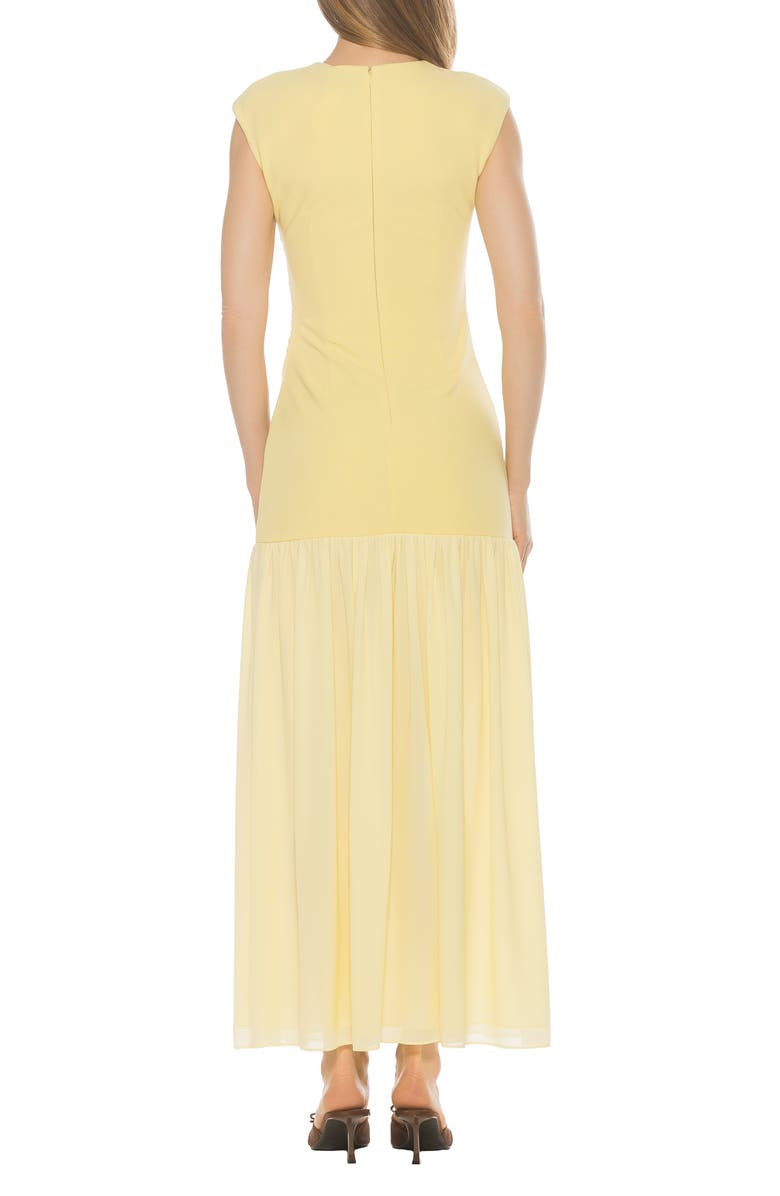 Alexia Admor Caelen Cap Sleeve Drop Waist Maxi Dress, Alternate, color, Butter Yellow