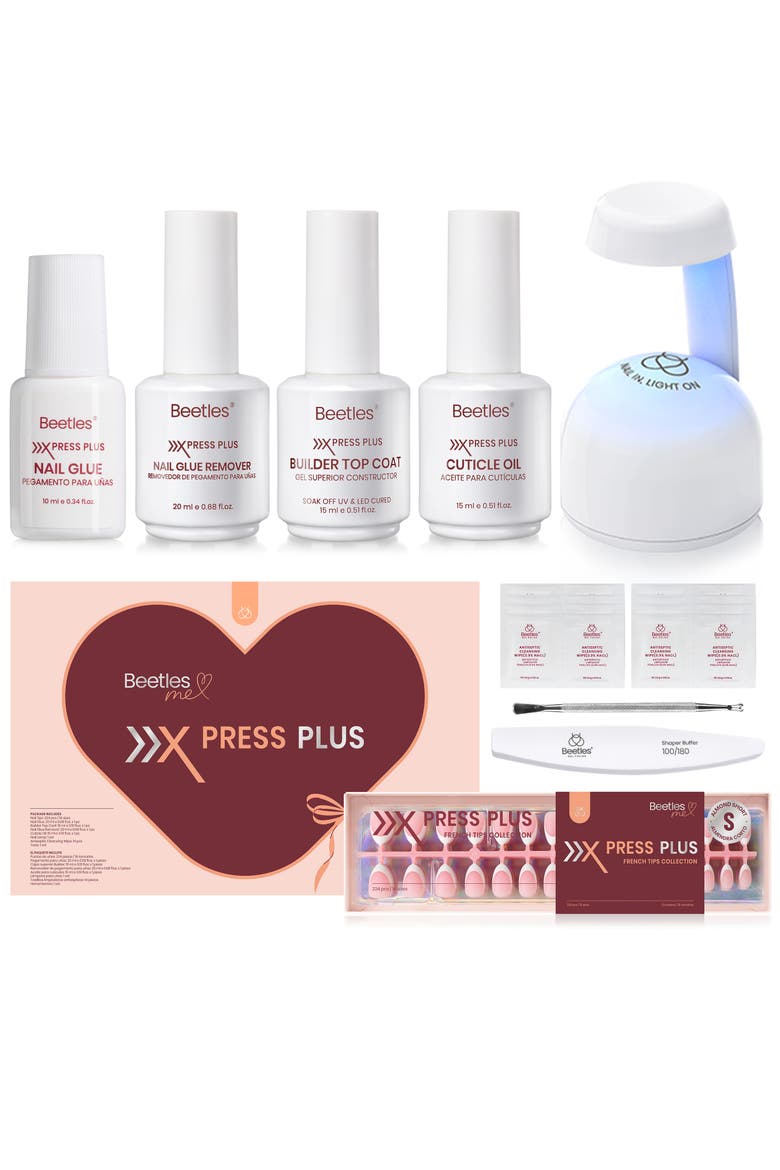 French Tip Press On Nail Studio Kit Short Almond, Main, color, None