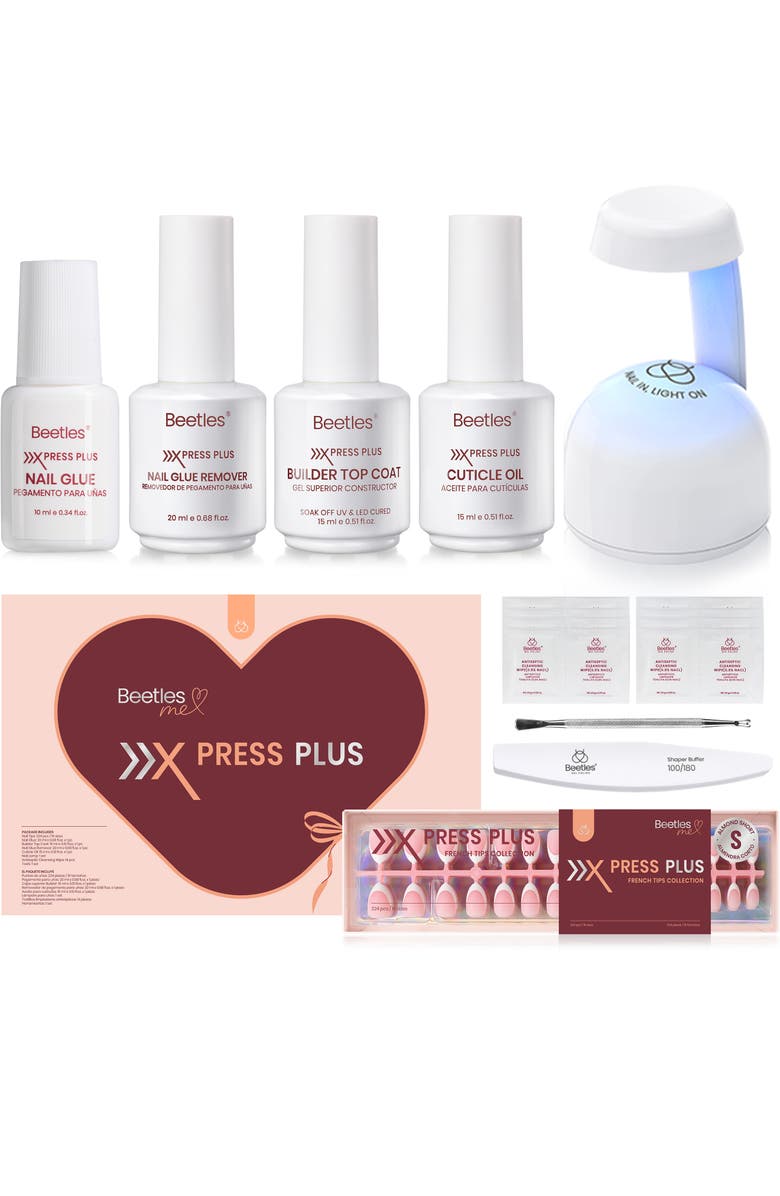 Beetles French Tip Press On Nail Studio Kit Short Almond, Main, color, NO COLOR