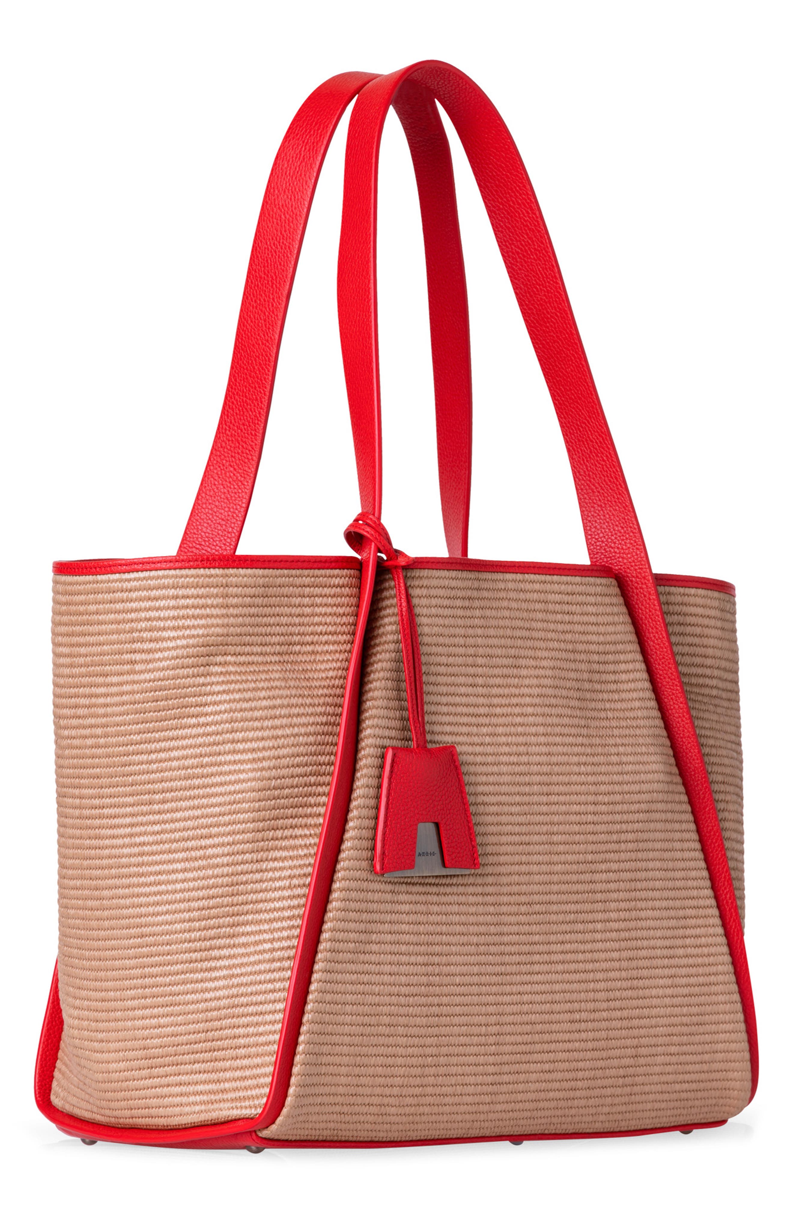 Akris Medium Alex Raffia & Leather Shopper, Alternate, color, 