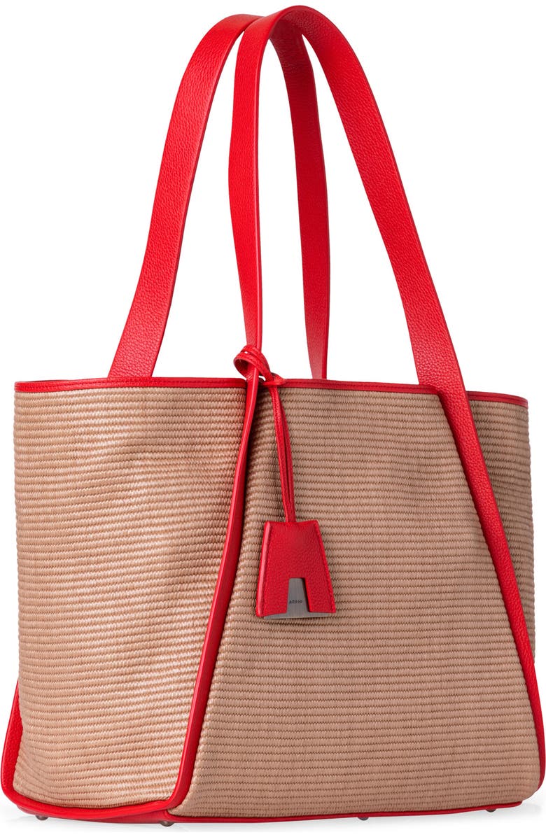 Akris Medium Alex Raffia & Leather Shopper, Alternate, color,