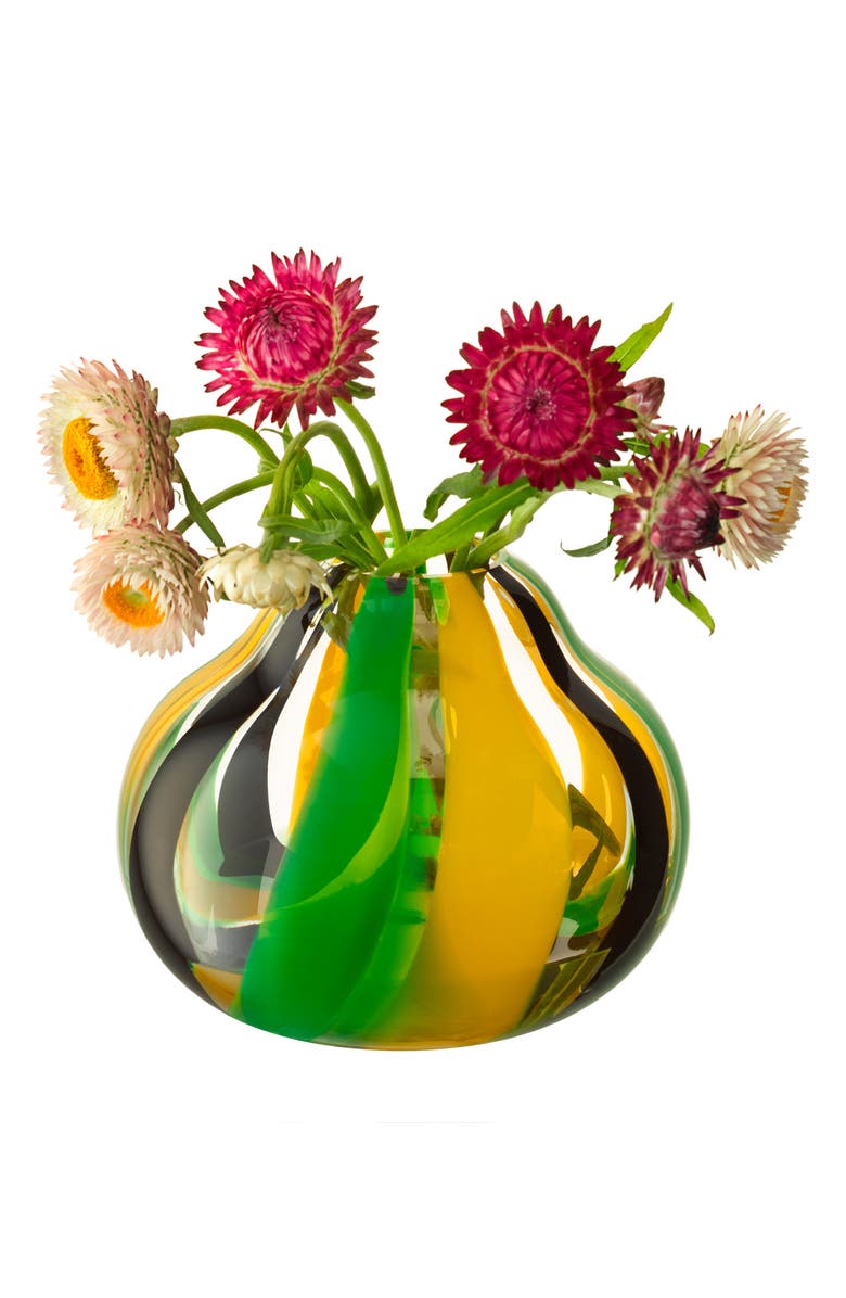 LSA Folk Glass Vase, Alternate, color, Black/ Green