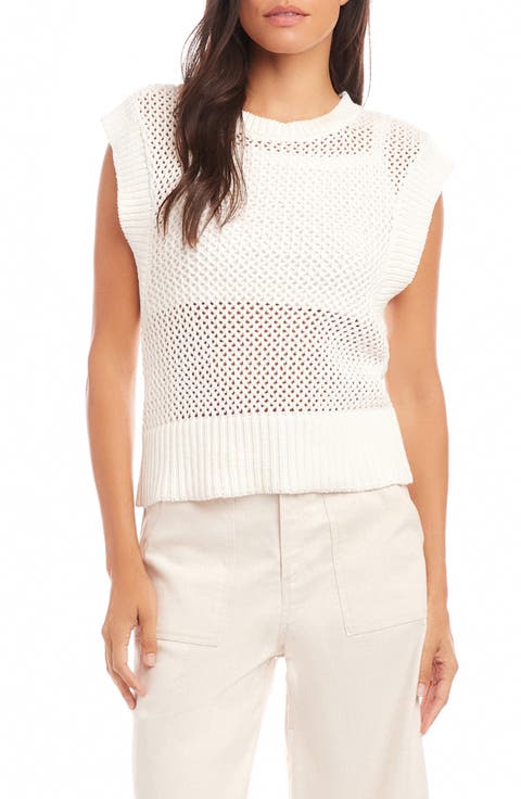 Carly Openwork Sleeveless Sweater