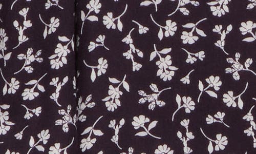 Renee C Floral V-neck Balloon Sleeve Top In Navy/white