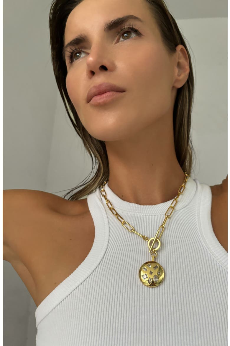 Mixed Cubic Zirconia Toggle Necklace, Alternate, color, GOLD