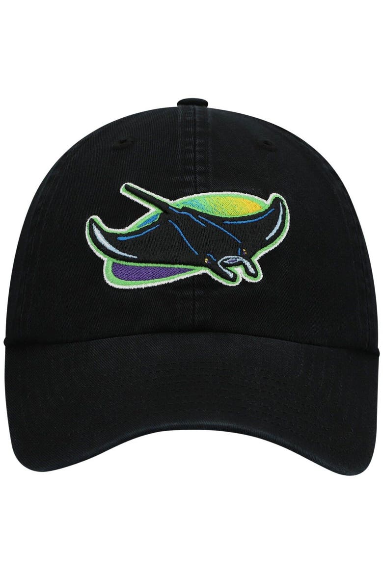Men's '47 Black Tampa Bay Rays 2000 Logo Cooperstown Collection Clean Up Adjustable Hat, Alternate, color, Black