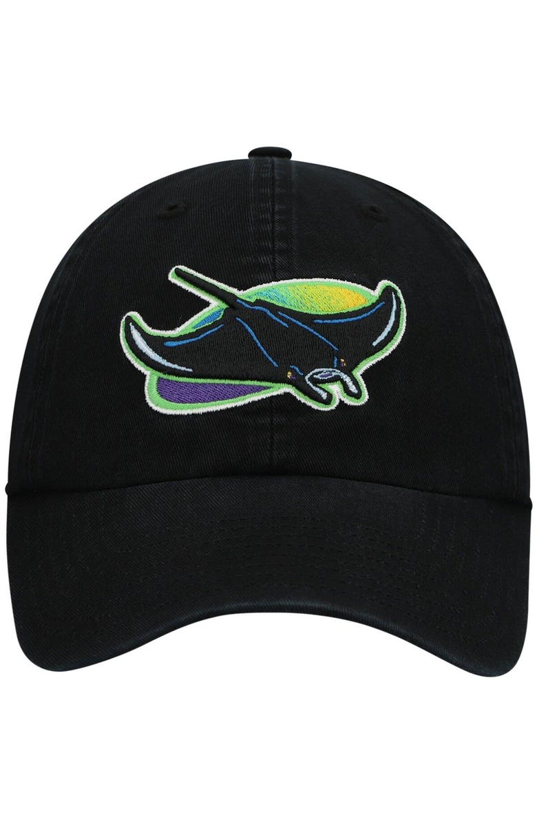 '47 Men's '47 Black Tampa Bay Rays 2000 Logo Cooperstown Collection Clean Up Adjustable Hat, Alternate, color, Black