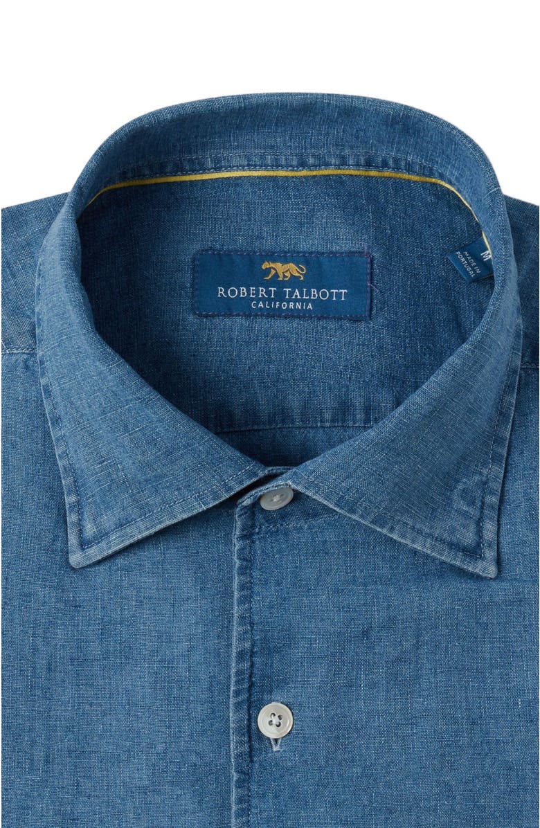 Robert Talbott Morgan Linen-Cotton Shirt, Alternate, color, Light Denim Bleached Wash