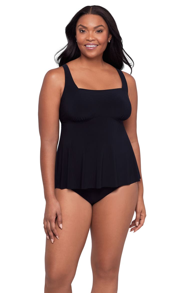 Maddie Square Neck Tankini Swimsuit Top, Main, color, Black