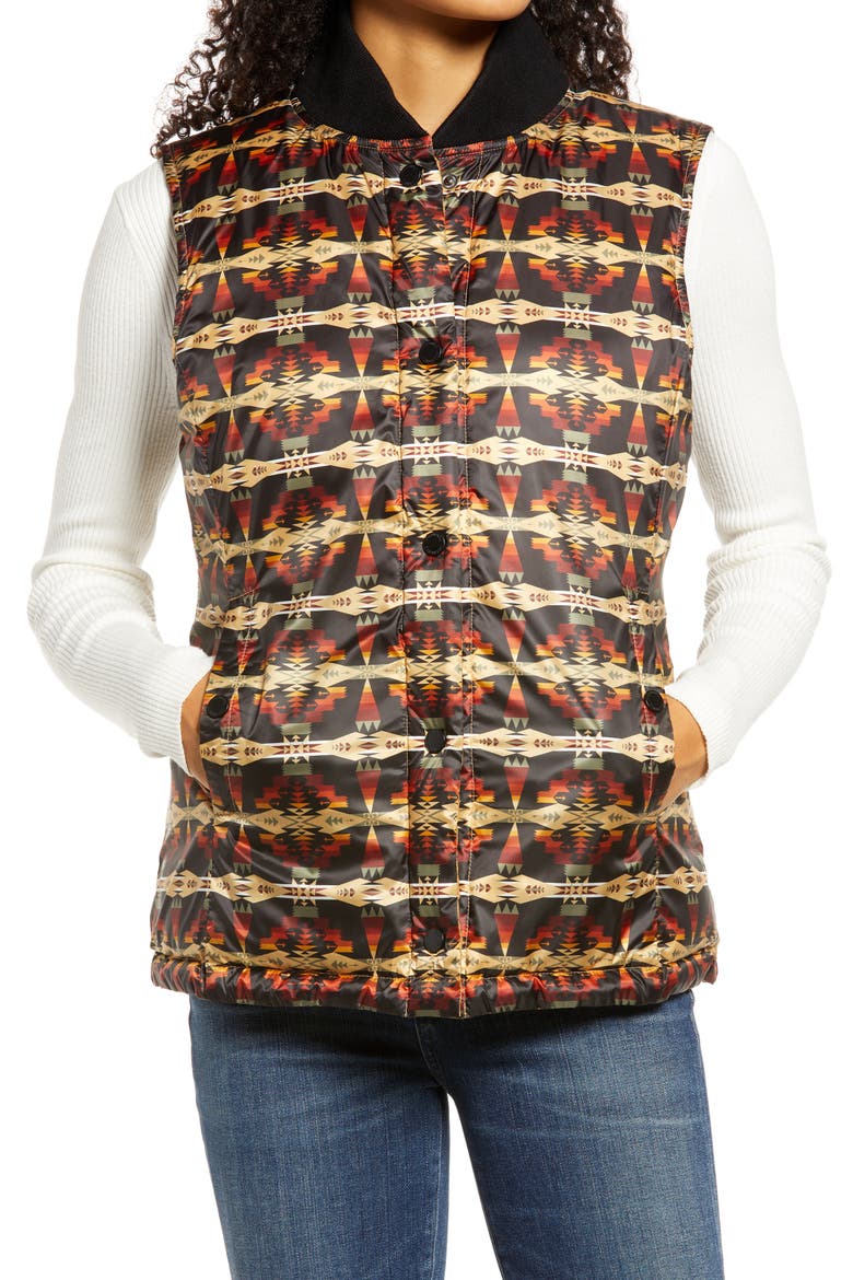 Elk Point Reversible Water Resistant Down Vest, Alternate, color, CAMEL/ BLACK TUCSON