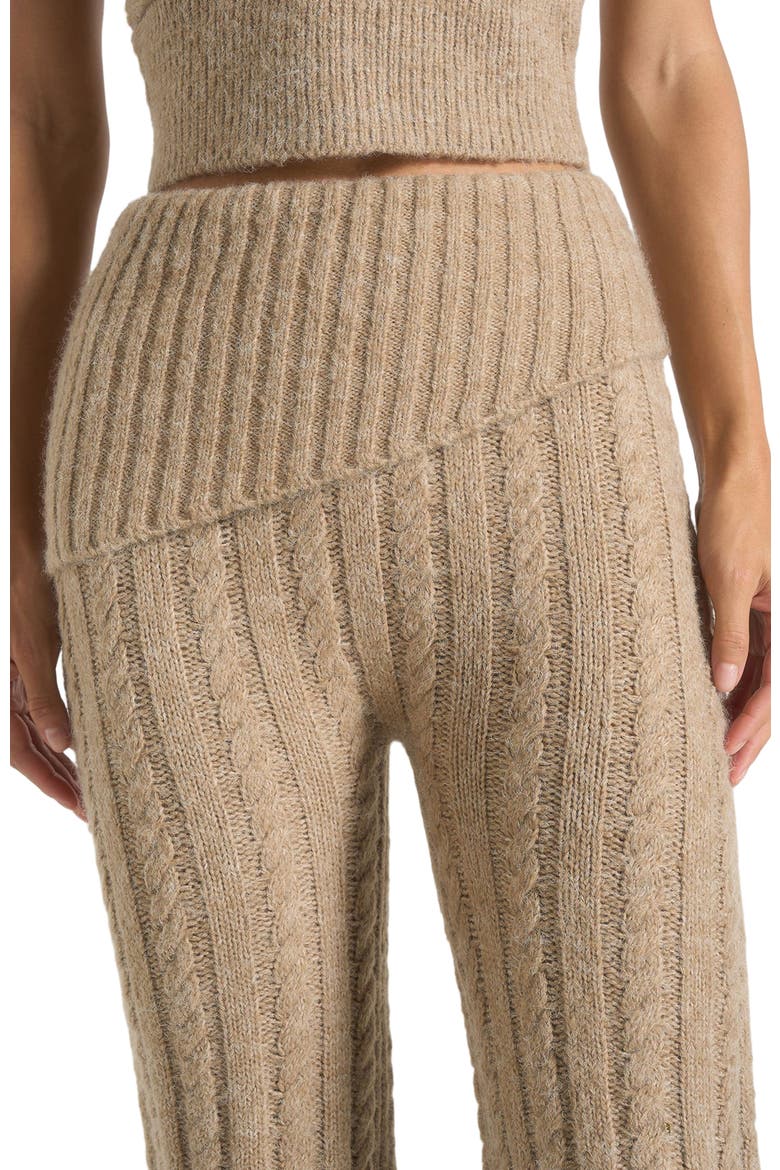 Elvy Cable Knit Foldover Fit & Flare Bottoms, Alternate, color, Taupe