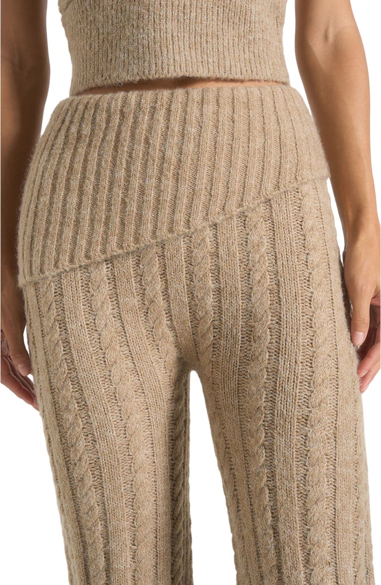 Manière De Voir Elvy Cable Knit Foldover Fit & Flare Bottoms, Alternate, color, Taupe