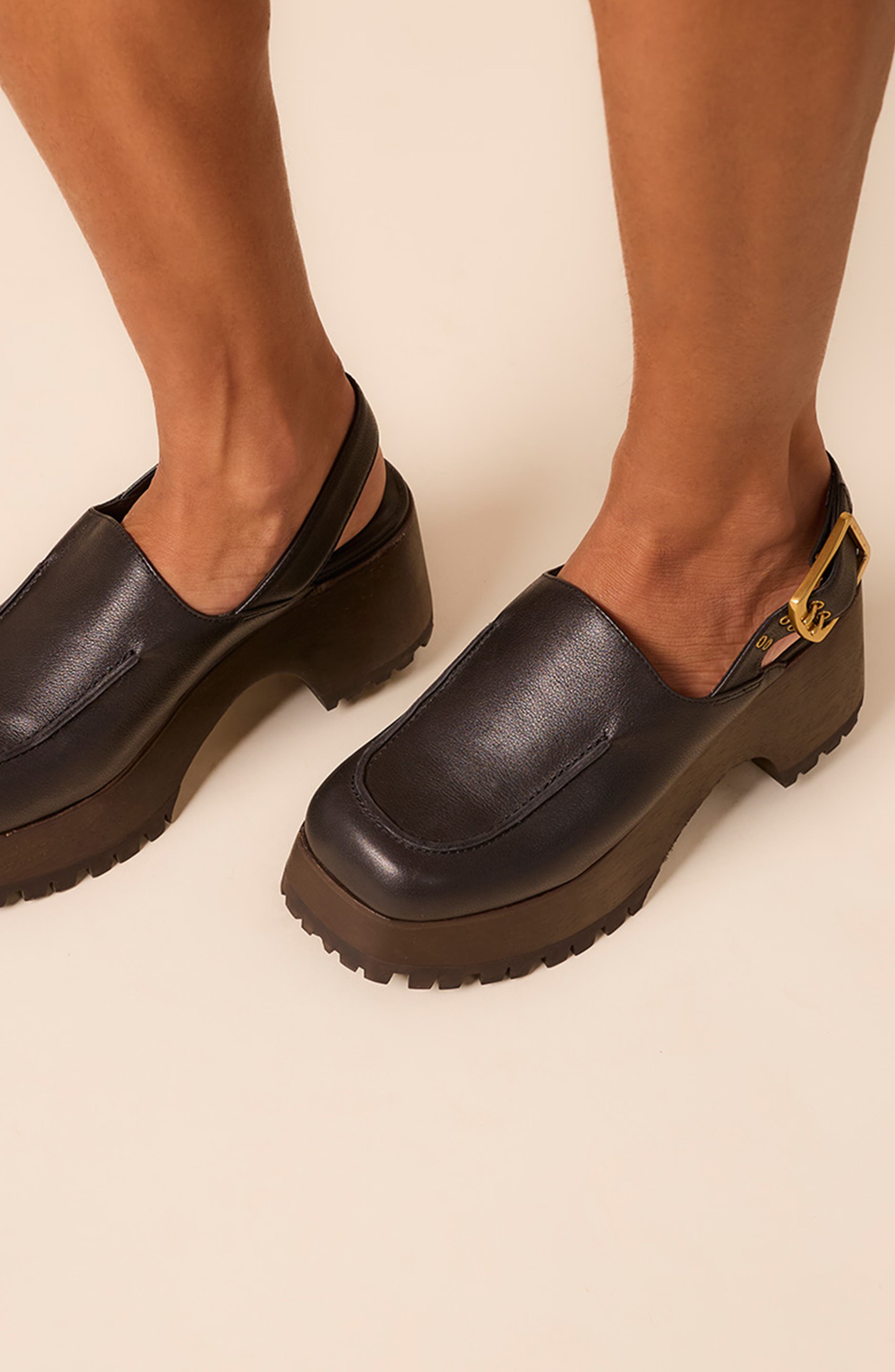 Charlotte Stone Carlos Slingback Platform Clog, Alternate, color, Black