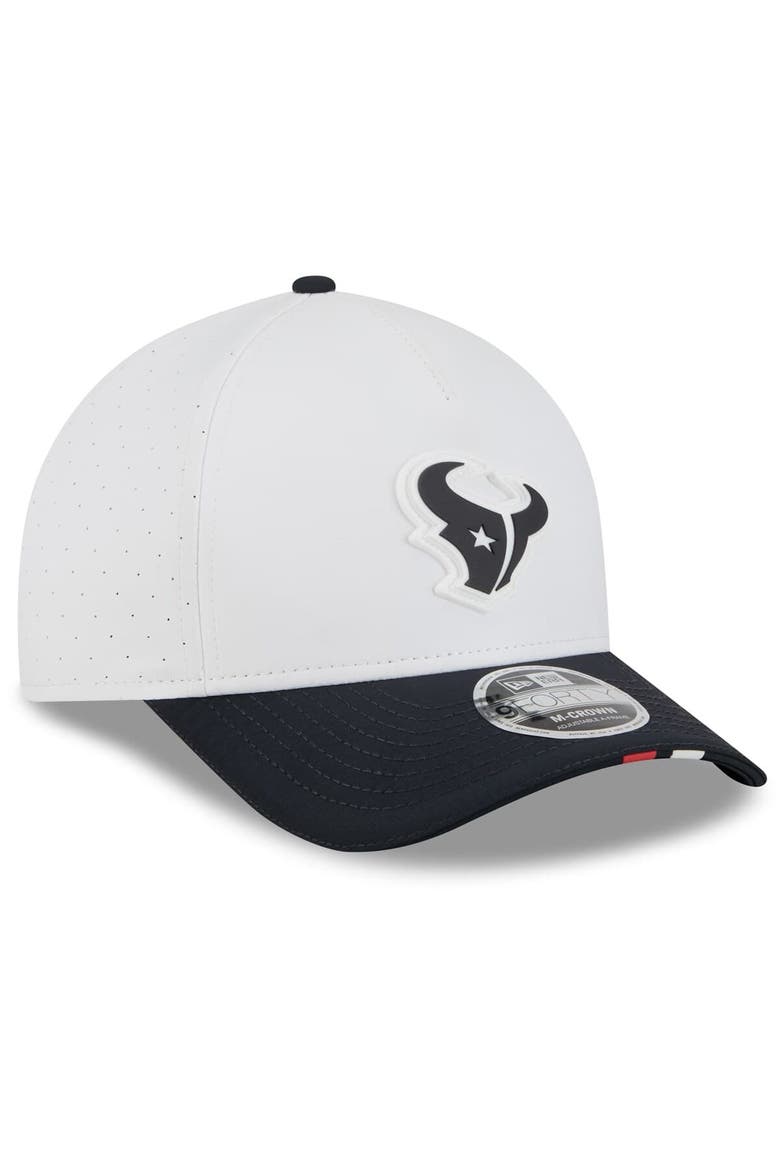 Men's New Era  White/Navy Houston Texans 2025 NFL Training Camp A-Frame 9FORTY Adjustable Hat, Alternate, color, White