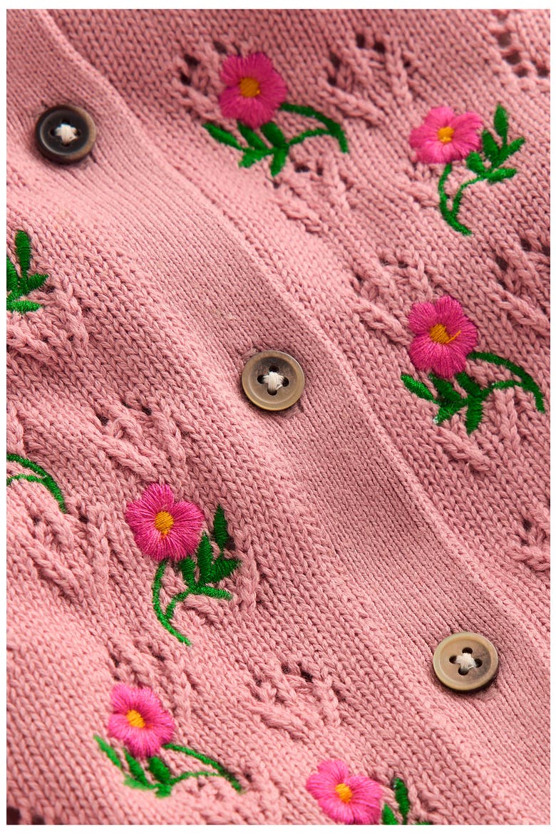 Kids' Collared Pointelle Cardigan, Alternate, color, VINTAGE PINK