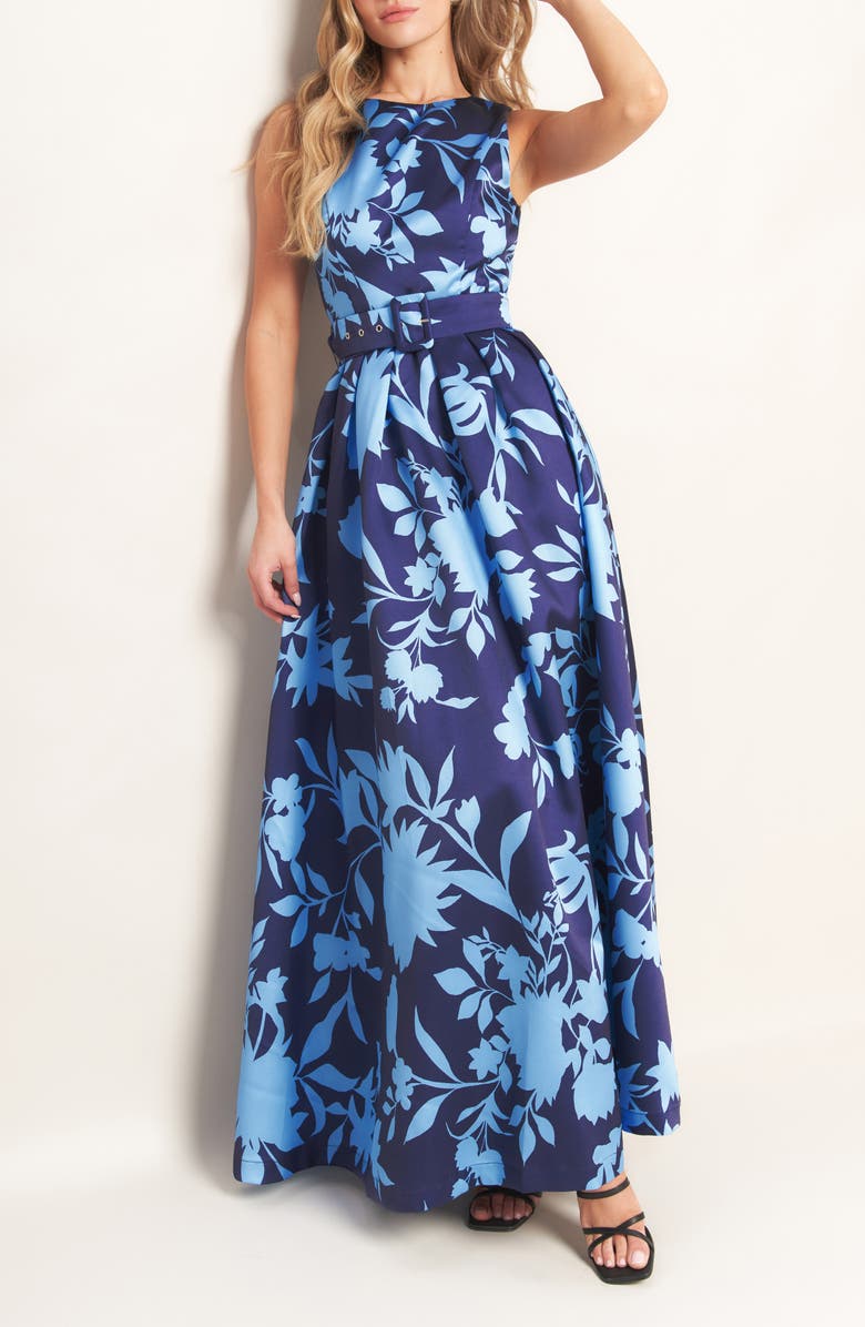 FLYING TOMATO Open Back Maxi Dress, Alternate, color, Navy