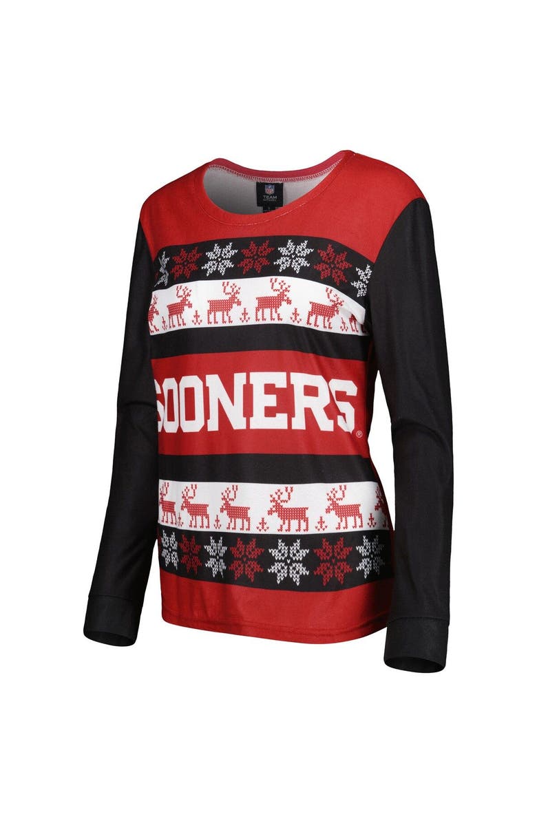 FOCO Women's FOCO Crimson Oklahoma Sooners Ugly Long Sleeve T-Shirt & Pajama Pants Sleep Set, Alternate, color, 