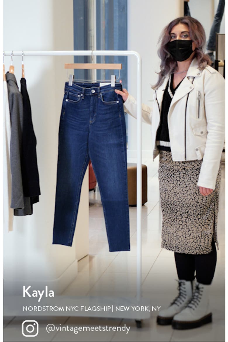 Nina High Waist Raw Hem Ankle Skinny Jeans video