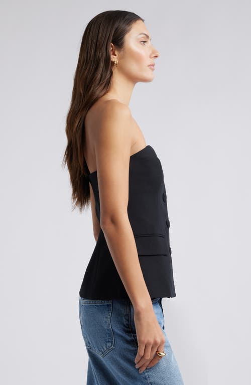 Open Edit The Icon Button Front Strapless Top In Black