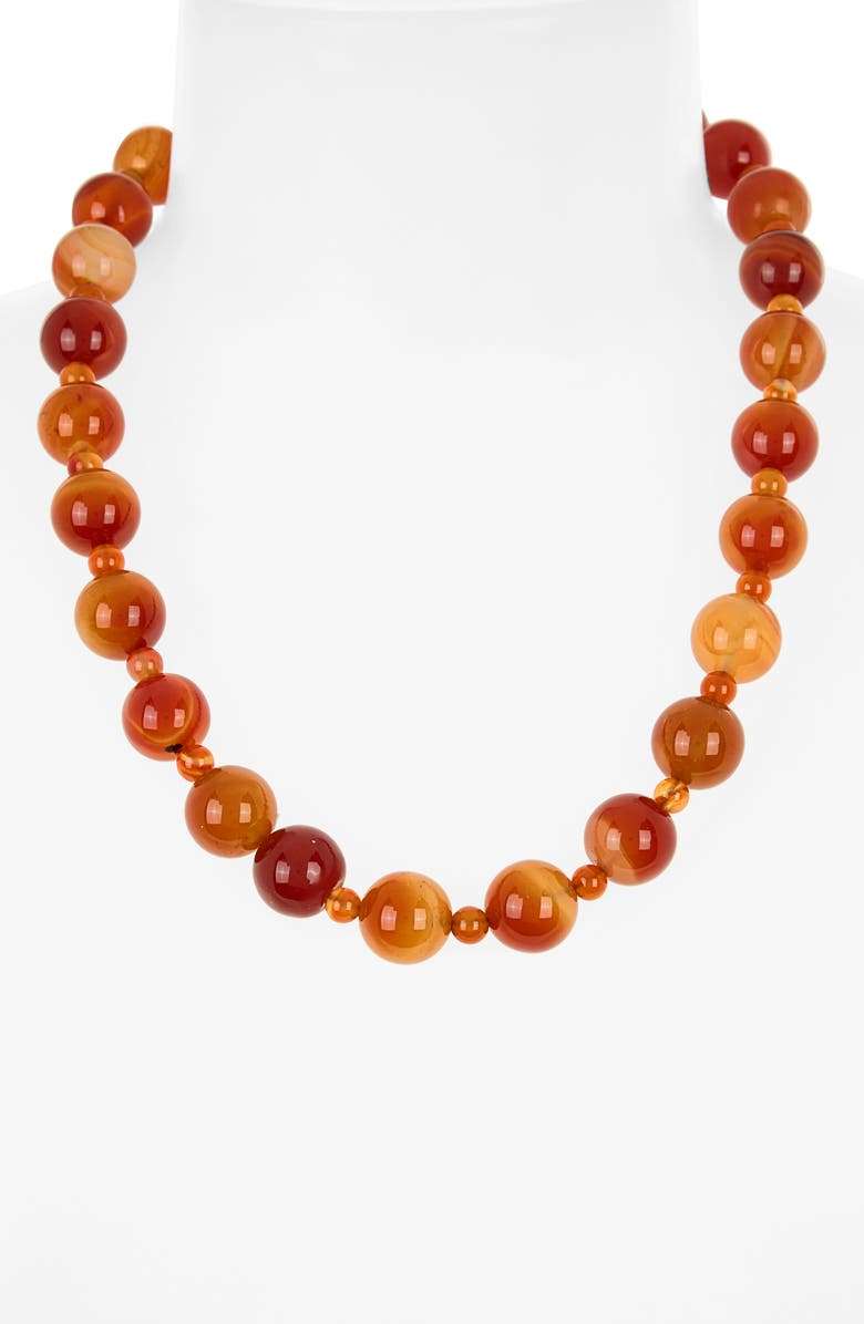 Kenneth Jay Lane Amber Agate Beaded Necklace, Alternate, color, 