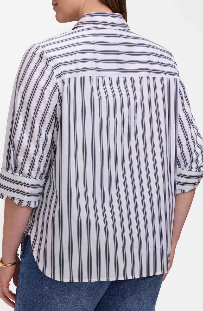Foxcroft Meghan Stripe Cotton Blend Button-Up Shirt, Alternate, color, 