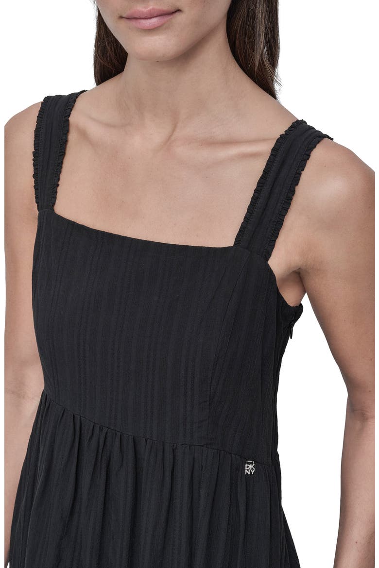 Square Neck Tiered Cotton Maxi Dress, Alternate, color, BLACK